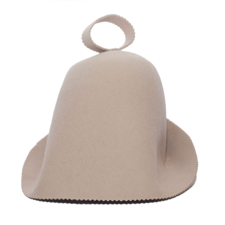 Bastuhatt av 100% ull - Ljusbeige