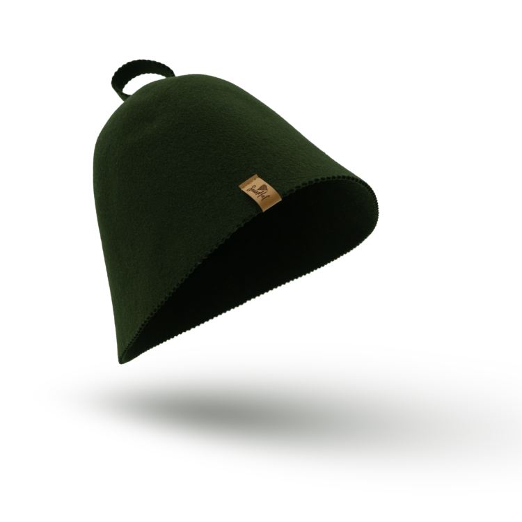 Bastuhatt av 100% ull - Mörkgrön