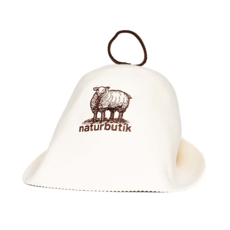 Bastuhatt av 100% ull - Vit - Naturbutik